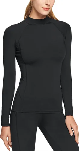 Miniatura 2 de ATHLIO Camisetas térmicas de manga larga para mujer, camisas de tortuga simulada, capa base de compresión con forro polar