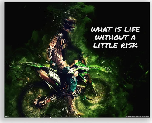 Miniatura 13 de Inspirational Wall Art Co. - I Was Born To Ride - Regalo de carreras de motocross ATV Freestyle para niños, citas de motivación, carteles impresos