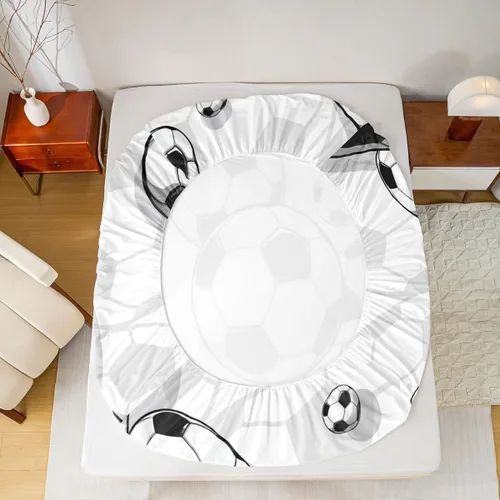 Miniatura 3 de Juego de ropa de cama de fútbol para niños, sábanas bajeras de fútbol para niños, niñas, adolescentes, juego de ropa de cama de fútbol dibujado a