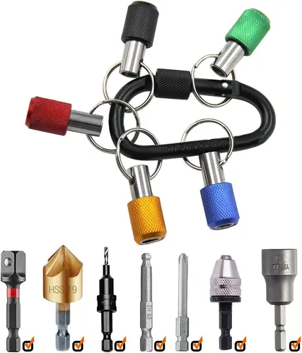 Miniatura 5 de Soporte para broca de aleación de aluminio, barra de extensión de llavero de aleación de aluminio, vástago hexagonal de 1/4 pulgadas, adaptador