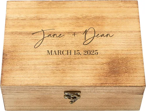 Miniatura 24 de Let's Make Memories Caja de recuerdos de madera personalizada con tapa con bisagras, caja de recuerdos de madera, almacenamiento decorativo