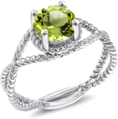 Miniatura 39 de Gem Stone King 7MM Round Gemstone Birthstone Solitaire Ring for Women Twisted Rope Band in 925 Sterling Silver Available in Sizes 5, 6, 7, 8, 9