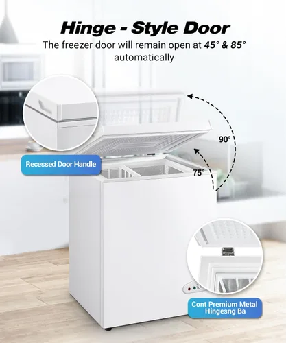 Miniatura 4 de Congelador de pecho pequeño de 3.5 pies cúbicos con cestas extraíbles y 6 temperaturas ajustables (hasta -11 °F) y puerta abierta superior, mini