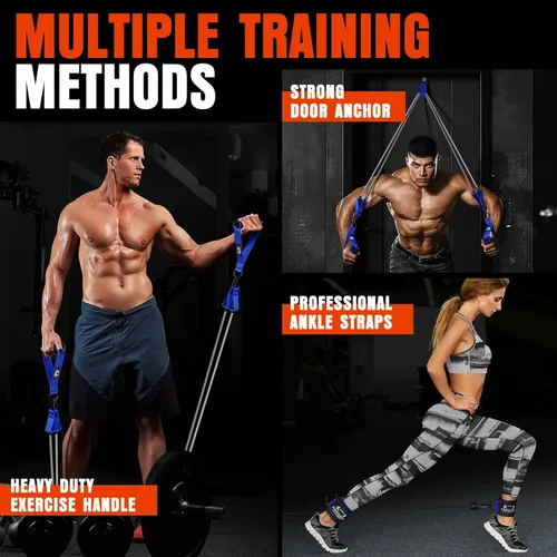 Miniatura 5 de Bandas de resistencia pesada para entrenamiento, bandas de ejercicio de 300 libras con asas, bandas de entrenamiento para hombres, juego de bandas