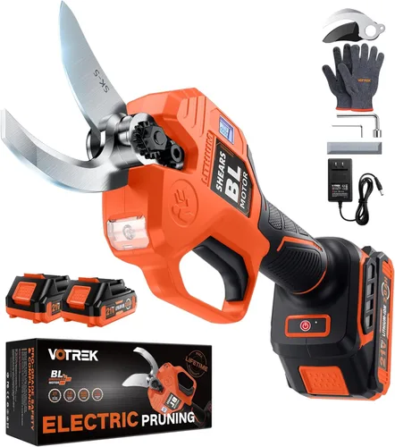 Tijeras de podar eléctricas inalámbricas con 2 baterías, [diámetro de corte de 1.6 pulgadas] Podadora de potencia profesional, tijeras de jardín