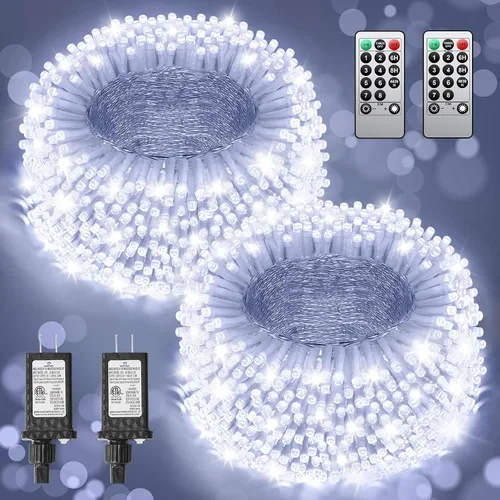 Miniatura 13 de 380 luces LED de Navidad de 125 pies, guirnalda de luces para exteriores, impermeables, temporizador y memoria, 8 modos regulables, para árbol
