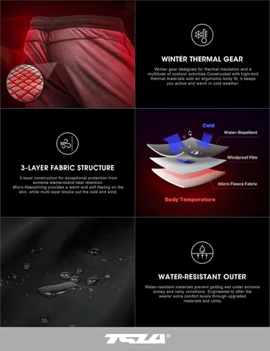 Miniatura 7 de TSLA - Pantalones deportivos de ciclismo antiviento y térmicos para hombre, forrados de vellón, para exteriores, para el invierno y clima frío