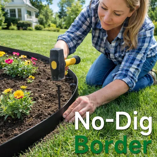 Miniatura 3 de Gardzen Kit de Bordes para Paisajismo de 1.5" x 20', Borde de Jardín y Césped Sin Excavación con 24 Piezas de Estacas, Borde Flexible para Cama