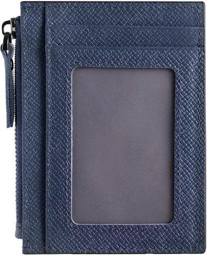 Miniatura 19 de Cartera delgada para mujeres de piel pequeña con bloqueo RFID, tarjetero minimalista con bolsas para monedas y fundas, Negro, Moderno