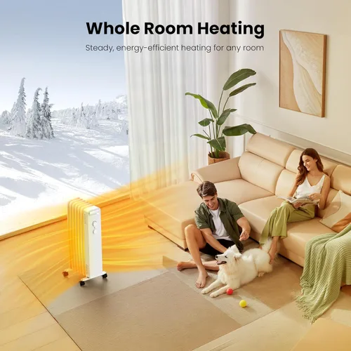 Miniatura 6 de Calentador de radiador eléctrico portátil, calentadores de espacio llenos de aceite con 3 ajustes de calor, termostato ajustable, protección contra