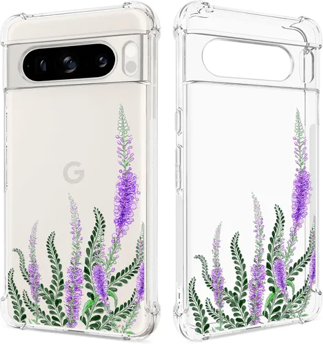 Miniatura 13 de Funda transparente floral para Pixel 8 Pro para mujeres/niñas, bonita funda de teléfono para Google Pixel 8 Pro, diseño de flores, delgada, suave