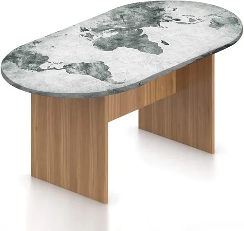 Mantel ajustable ovalado, decoración moderna, de poliéster, elástico, mapa del mundo vintage con tonos nostálgicos oscuros, se adapta a mesas
