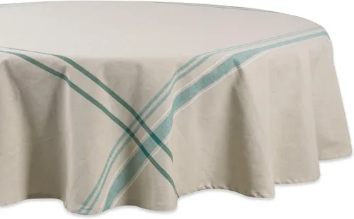 Miniatura 28 de DII - Mantel redondo para mesa de comedor, estilo rústico, colección de manteles con rayas estilo francés, 177.8 cm de diámetro, color gris Gris