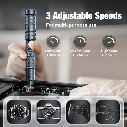 Miniatura 2 de PKEY Juego de mini destornilladores eléctricos, destornillador eléctrico de precisión, inalámbrico con 28 puntas magnéticas de precisión, par de 3