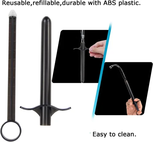 Miniatura 7 de Jeringas aplicadoras de lubricante reutilizables, lanzador de inyector de lubricante con escalas precisas, lubricante anal personal de 6.5 pulgadas
