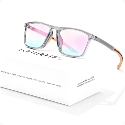 Lentes daltónicos para hombres, gafas correctoras de color rojo-verde, corrección de color y mejora para uso en exteriores 2-Marco gris-naranja