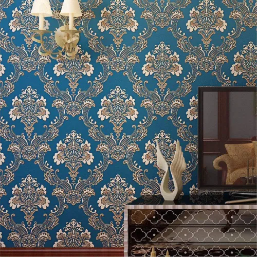 QIHANG Fondo de pantalla de damasco estereoscópico 3D en relieve no tejido para dormitorio, TV, fondo de pantalla de sala de estar, 1.7 ft de ancho