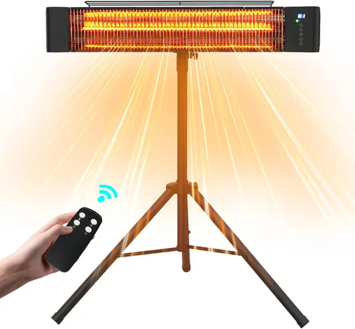 Calentador eléctrico infrarrojo para patio de 1500 W, calentadores portátiles para patio RealSmart calentador de espacio exterior/interior, 3 modos