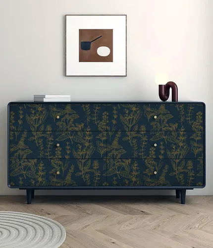 Miniatura 6 de Papel Tapiz Azul Despegable y Adhesivo Papel Tapiz Azul Despegable y Adhesivo Papel de Contacto Floral para Gabinetes Vintage Papel de Pared