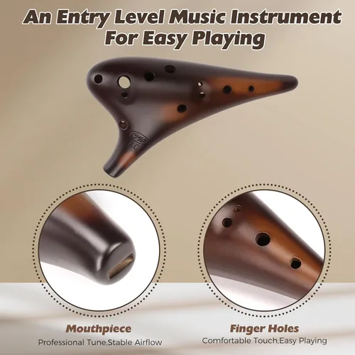 Miniatura 3 de Forest Whisper" 12 Agujero Ocarina Clásico strawfire obra maestra Colleccionable, alto C, recomendado por Tienda propietario OcarinaWind® Natural
