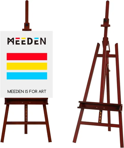 MEEDEN Caballete grande de nogal para pintores, caballete ajustable de madera de haya maciza, caballete de estudio para adultos con soporte para
