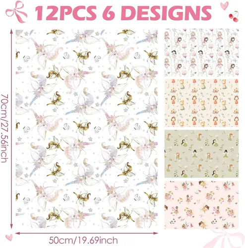 Miniatura 5 de TAKEALOOKO Papel de regalo de hadas de cuento de hadas – 12 piezas de papel de regalo de fantasía de niñas del bosque para cumpleaños y baby shower