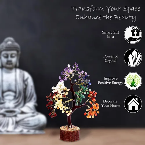 Miniatura 7 de Árbol de la vida de cristal de siete chakras para energía positiva, árbol de feng shui, árbol bonsái, piedras curativas, árbol de dinero, decoración