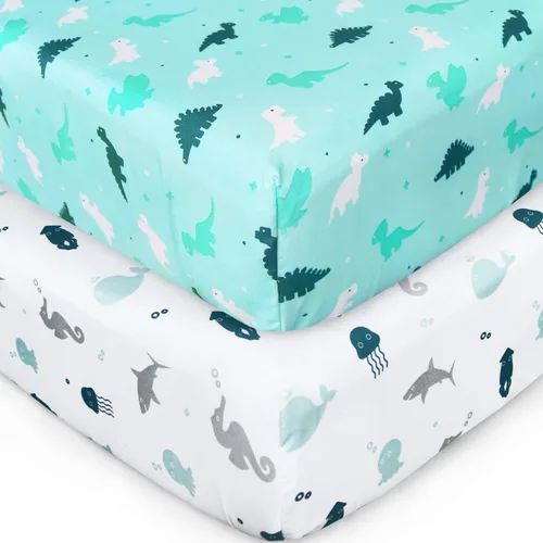 Miniatura 17 de Sábana de cuna, paquete de 2 sábanas de cuna, sábanas de cuna ultra suaves para bebés niños o niñas, ajuste universal para cuna rectangular