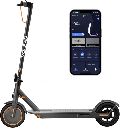 VOLPAM Adult Electric Scooter, 250W/350W/500WMotor, 8.5"/10" Solid Tires, 10/19/22Mph, 32/28/23/21/18/16/10Miles Max Range, Dual Braking Naranja