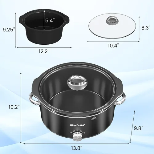 Miniatura 5 de Olla de cocción lenta de 4 cuartos de galón, olla pequeña con 3 ajustes de calefacción y olla de cerámica extraíble, mini calentador de alimentos