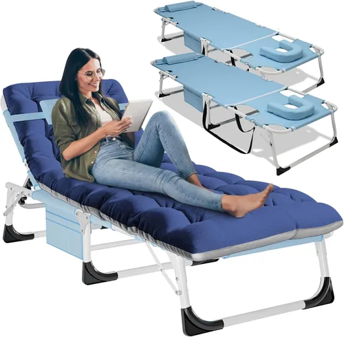 Miniatura 10 de LILYPELLE Sillón reclinable plegable para exteriores con colchón, 5 posiciones ajustables para patio, sillas reclinables, perfectas para exteriores