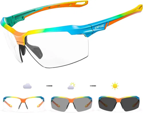 KAPVOE Photochromic Sports Sunglasses for Men Women Cycling Sunglasses UV400 Protection MTB BMX Running Riding Bike K87 08