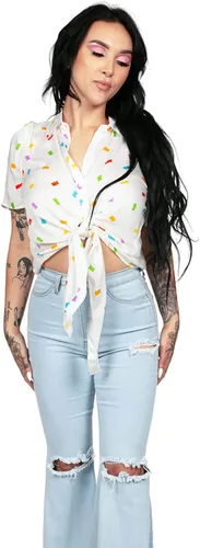 Miniatura 3 de Cute and Fun Rainbow - Camisas de botones para mujer corte con lazo frontal para verano y festivales