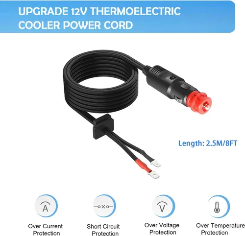 Miniatura 6 de Enchufe de alimentación para enfriador termoeléctrico de 12 voltios, repuesto de 12 V, piezas de enfriador Coleman de 9.8 pies con fusible de 15 A