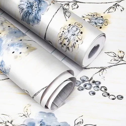 Miniatura 2 de Elegante papel de contacto floral autoadhesivo para estantes de 17.7 x 117 pulgadas, autoadhesivo para cajón, adhesivo para despegar y pegar, papel