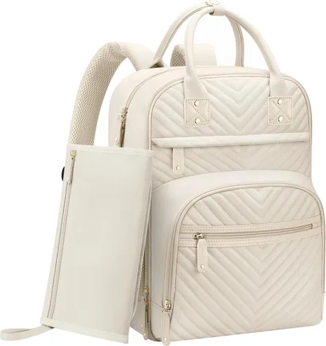 Miniatura 13 de Tenot Mochila de Pañales para Mujeres con Cambiador, Bolsa de Bebé con Bolsillos Aislados, Bolsas de Pañales Multifuncionales para Niña y Niño, Gris