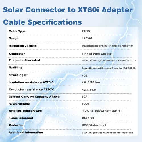 Miniatura 7 de Cable de extensión de carga solar a XT60i de 3 pies/6 pies/12 pies/25 pies/50 pies, conectores solares a adaptador XT60i para centrales eléctricas