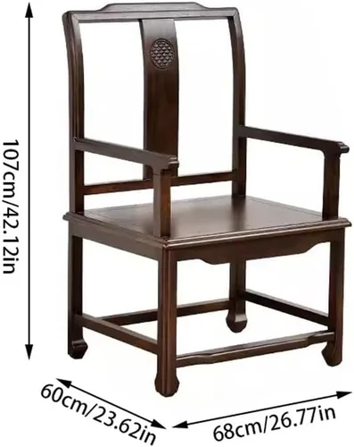 Miniatura 3 de Silla de oficina Silla de libro de madera maciza retro china Silla de té Zen Silla de madera Reposabrazos Silla de oficina Silla de oficina Silla