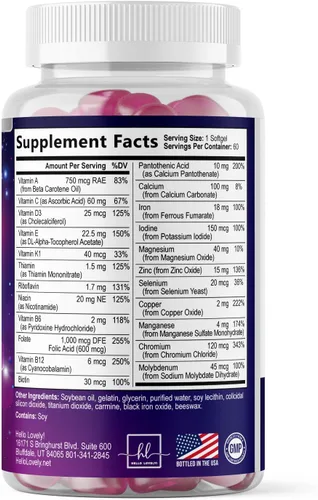 Miniatura 9 de Multivitamínico para mujer – Multivitaminas diarias completas para mujer con biotina, calcio, ácido fólico, hierro, zinc, vitamina A, C, D, E y B