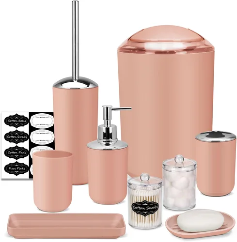 Miniatura 17 de Conjunto de Accesorios de Baño IMAVO, Juego de Baño Verde, Juego de 7 Piezas de Accesorios de Baño, Bandeja, Cepillo de Inodoro, Bote de Basura