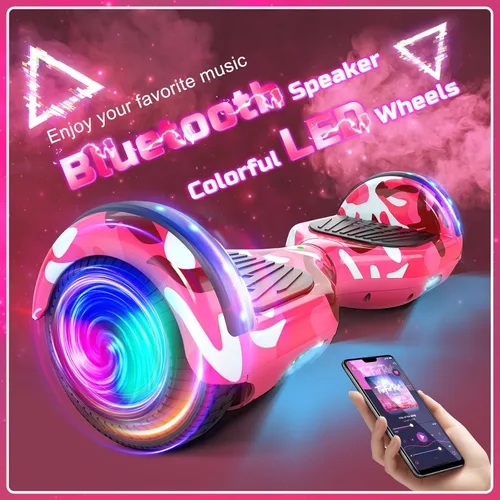 Miniatura 3 de Scooter con accesorio de asiento para niños y adultos, scooter de equilibrio de 6.5 pulgadas y 8.5 pulgadas con altavoces Bluetooth y luz LED A7