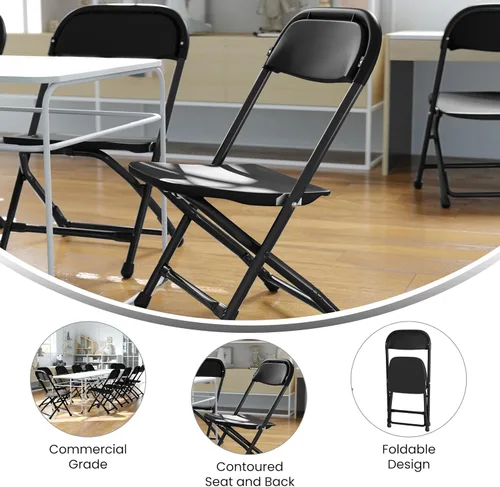 Miniatura 5 de Flash Furniture Paquete de 2 sillas plegables de plástico negro para niños