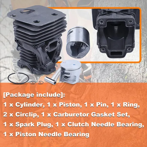 Miniatura 4 de Kit de anillo de pistón de cilindro de 1.732 in para JONSERED CS 2245 CS2250 S para Husqvarna 445 450 450e, cilindro, pistón, pasador, anillo