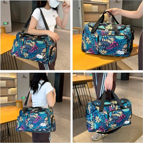 Miniatura 391 de Pequeña bolsa de gimnasio para mujer, bolsa de viaje con compartimento para zapatos
