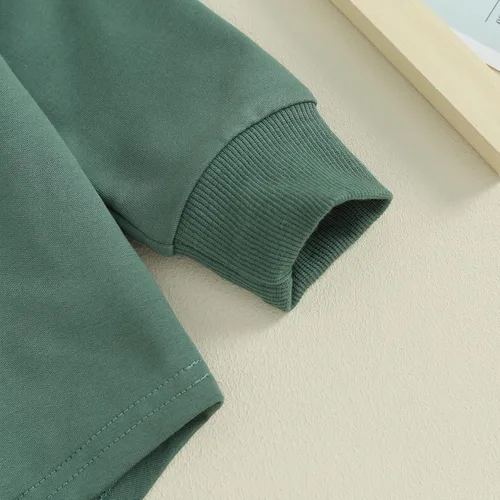 Miniatura 43 de Kuriozud Conjunto de 2 piezas de sudadera con cuello redondo y pantalones deportivos para niños pequeños para otoño e invierno