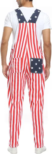 Miniatura 2 de Bib Overalls for Men Adjustable Straps Jumpsuit Striped Women Coveralls with Pockets