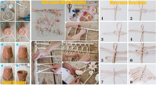 Miniatura 7 de Cuerda de algodón para macramé de 109 yardas de 0.118 pulgadas, 4 hebras trenzadas, cuerda para envolver colgadores de plantas, tejer, suministros