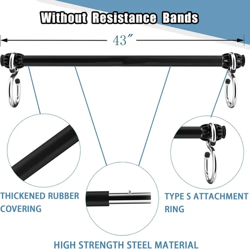 Miniatura 4 de Barra de banda de resistencia, barra de pilates portátil con bandas de resistencia, entrenamiento de gimnasio en casa, sentadillas, yoga, pilates