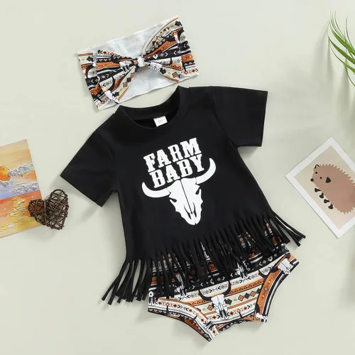 Miniatura 142 de TheFound Trajes de verano para niñas pequeñas, sin mangas, de punto acanalado, halter, pantalones cortos, ropa para recién nacidos, conjunto de 3