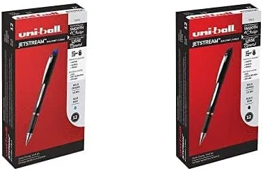 uni-ball Jetstream - Bolígrafos de punta gruesa (0.039 pulgadas), azul, 12 bolígrafos Jetstream 33921, punta gruesa (0.039 pulgadas), negro, 12